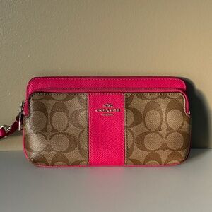 Coach Brown Signature Canvas Wristlet/Wallet